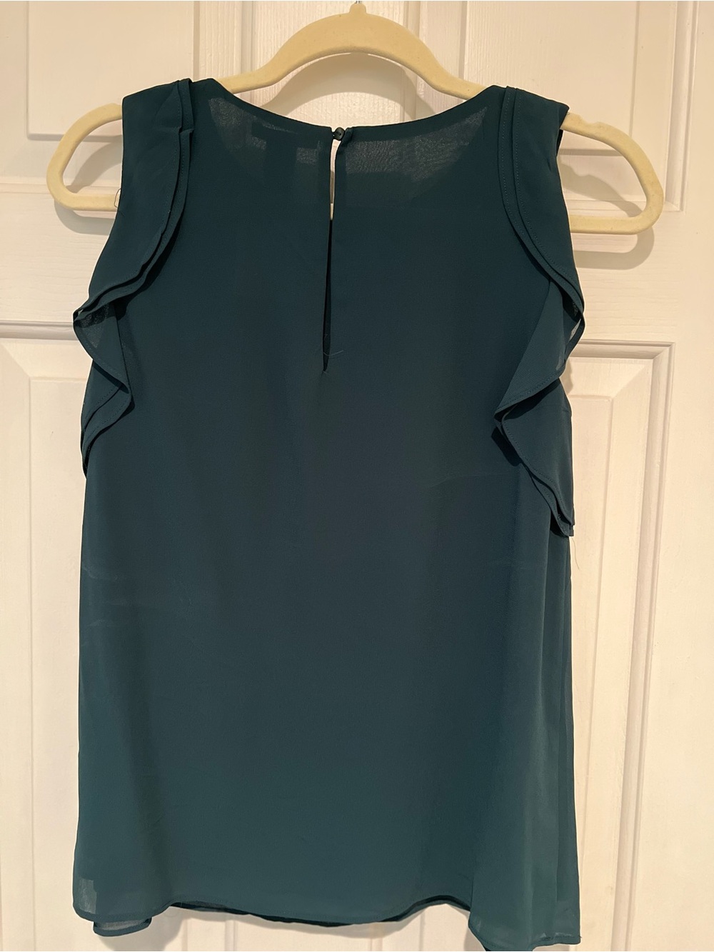 NWT H&M Dark Teal Sleeveless Ruffle-Trim Blouse